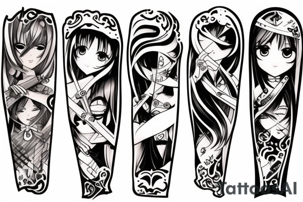 anime girl with sword in hand tattoo idea