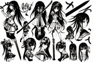 anime girl with sword in hand tattoo idea