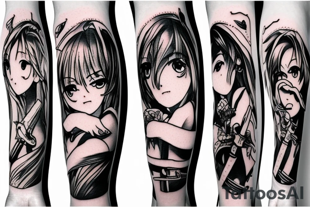 anime girl with sword in hand tattoo idea