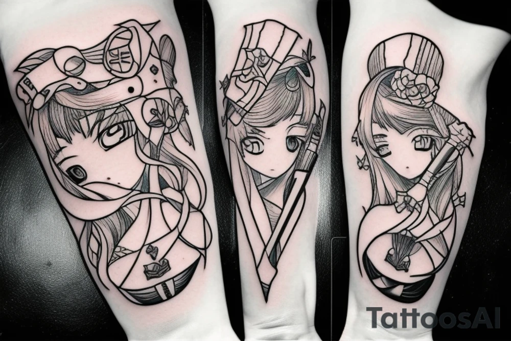 anime girl with sword in hand tattoo idea