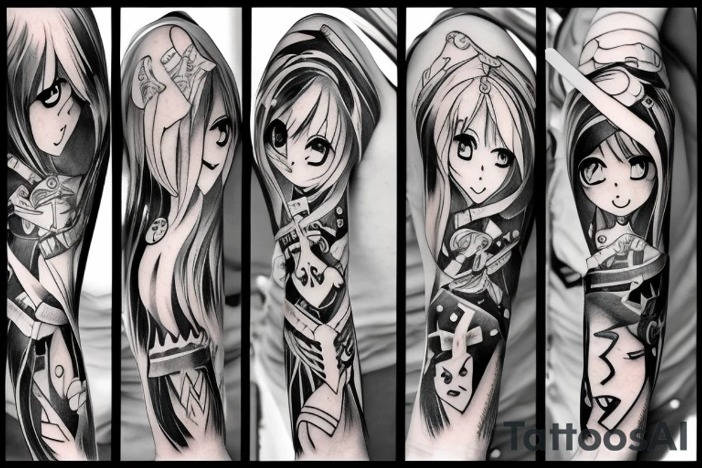 anime girl with sword in hand tattoo idea