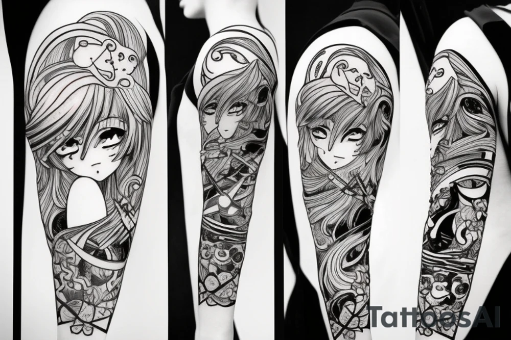 anime girl with sword in hand tattoo idea