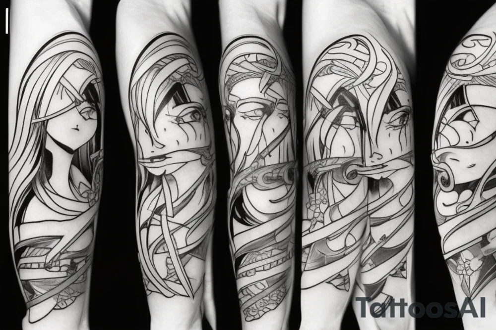 anime girl with sword in hand tattoo idea