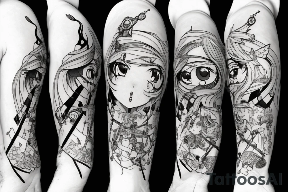 anime girl with sword in hand tattoo idea