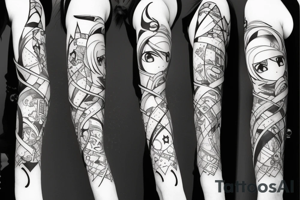 anime girl with sword in hand tattoo idea