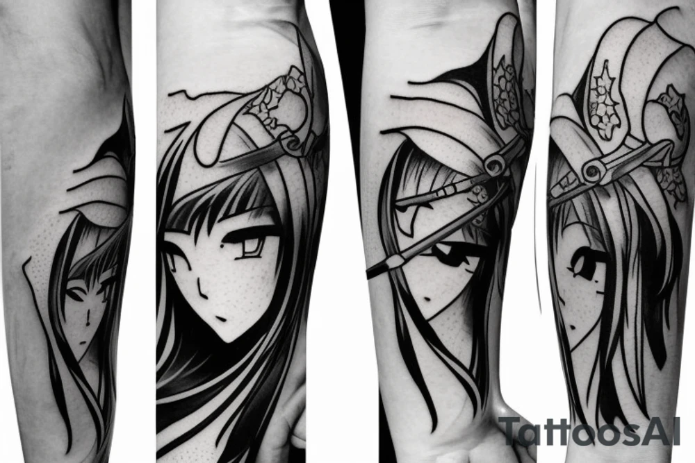 anime girl with sword in hand tattoo idea