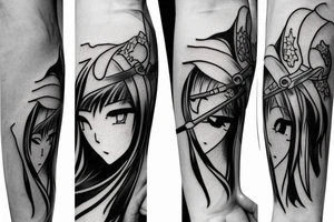 anime girl with sword in hand tattoo idea