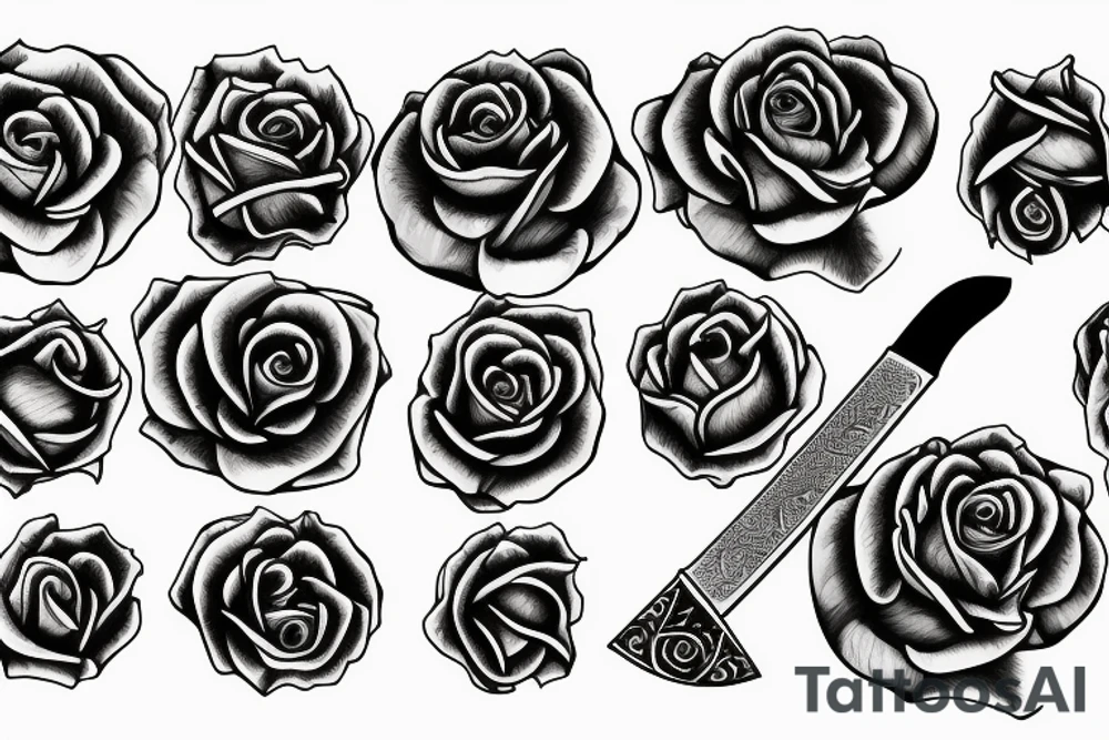 sword rose tattoo idea