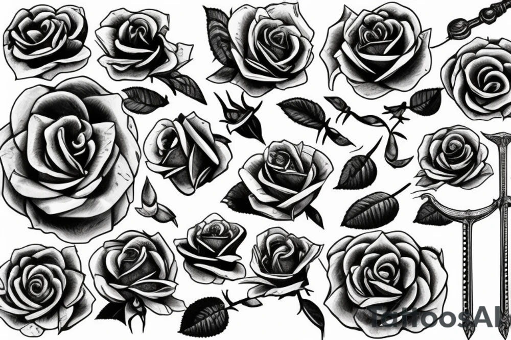 sword rose tattoo idea