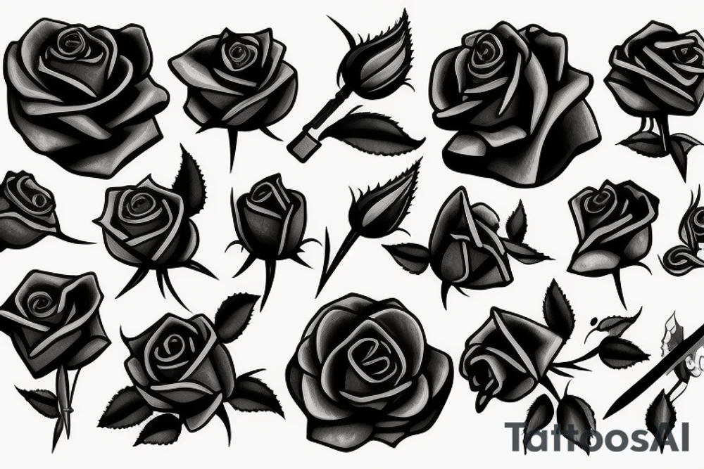 sword rose tattoo idea