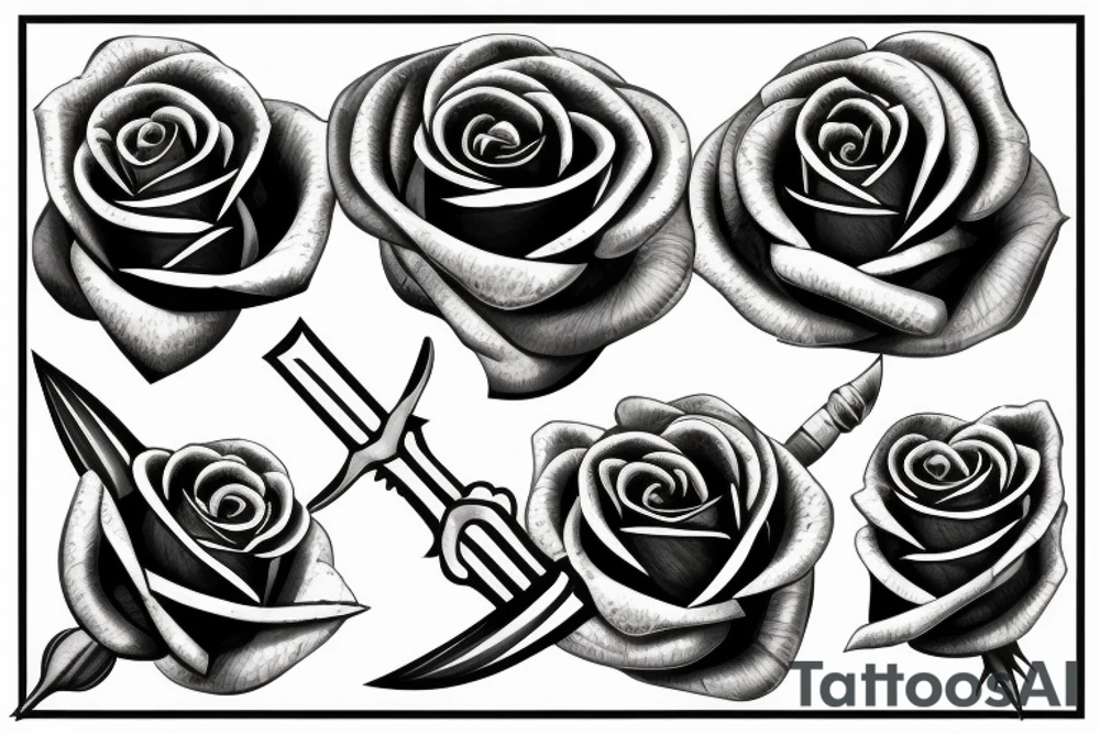 sword rose tattoo idea