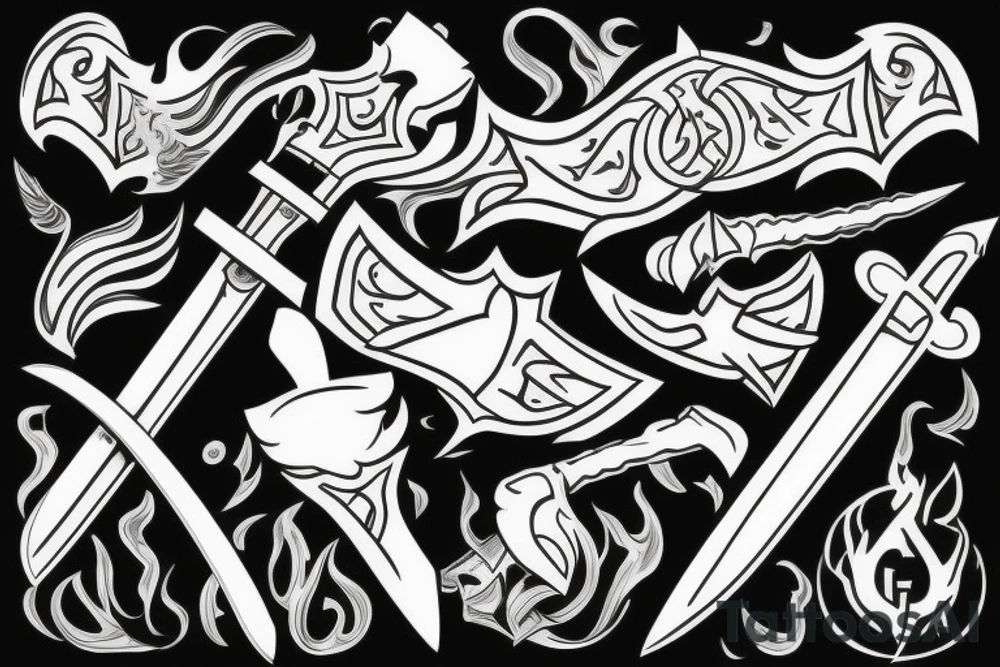 sword burning tattoo idea