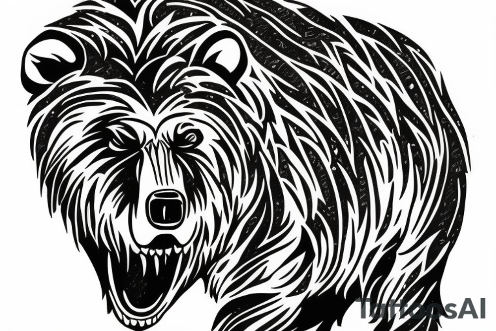 grizzly bear roaring tattoo idea