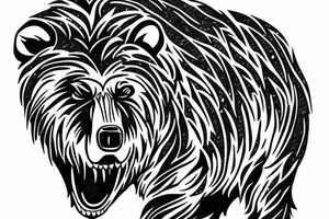 grizzly bear roaring tattoo idea