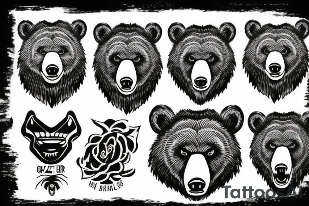grizzly bear roaring tattoo idea