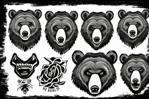 grizzly bear roaring tattoo idea