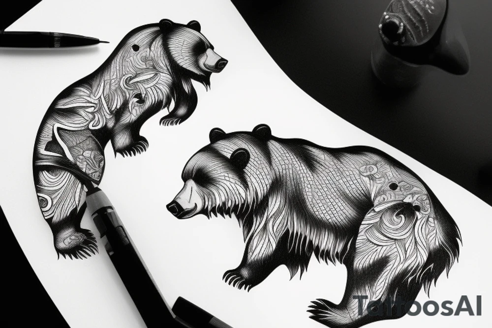 grizzly bear roaring tattoo idea
