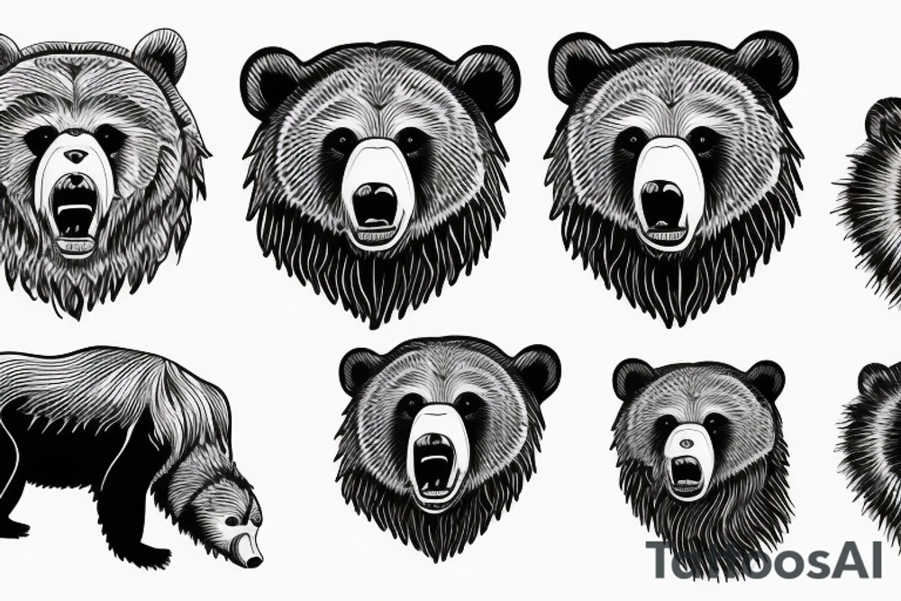 grizzly bear roaring tattoo idea