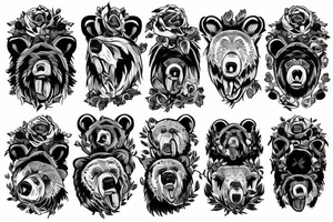 grizzly bear roaring tattoo idea