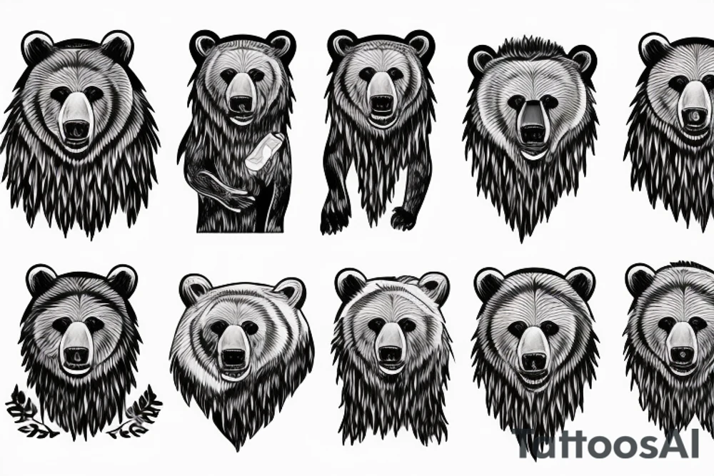 grizzly bear roaring tattoo idea