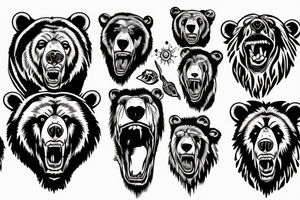 grizzly bear with sharp teeth tattoo idea
