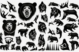 grizzly bear with sharp teeth tattoo idea