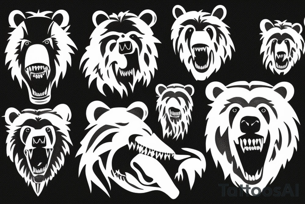 grizzly bear with sharp teeth tattoo idea