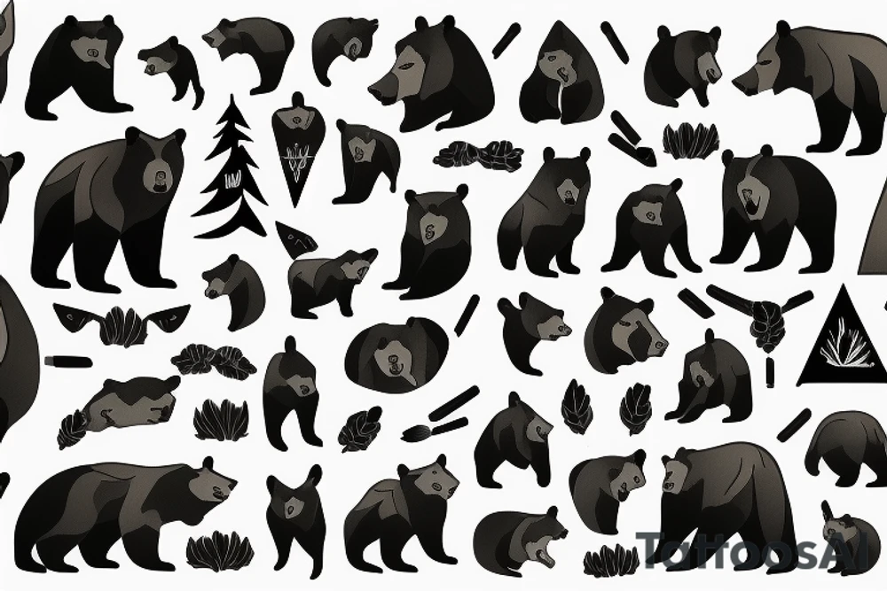 grizzly bear with sharp teeth tattoo idea