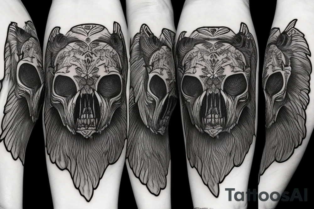grizzly bear skull tattoo idea