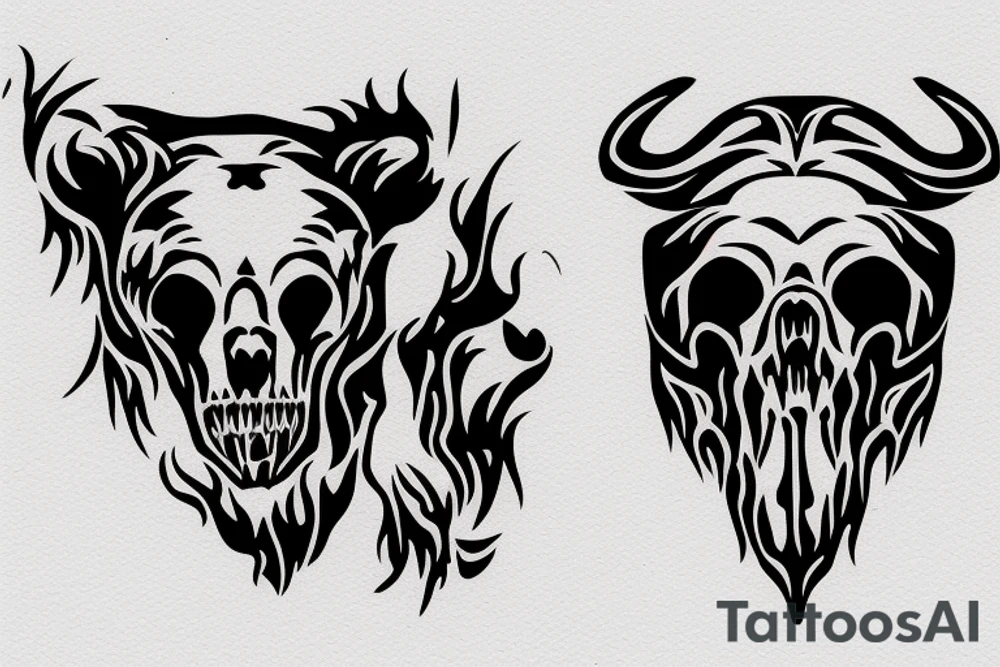 grizzly bear skull tattoo idea