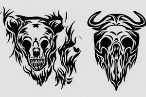 grizzly bear skull tattoo idea