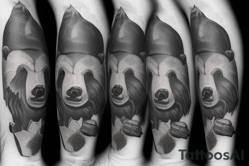 grizzly bear smoking a cigar tattoo idea
