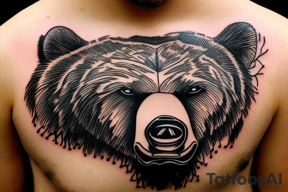 grizzly bear smoking a cigar tattoo idea