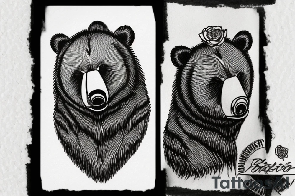 grizzly bear smoking a cigar tattoo idea