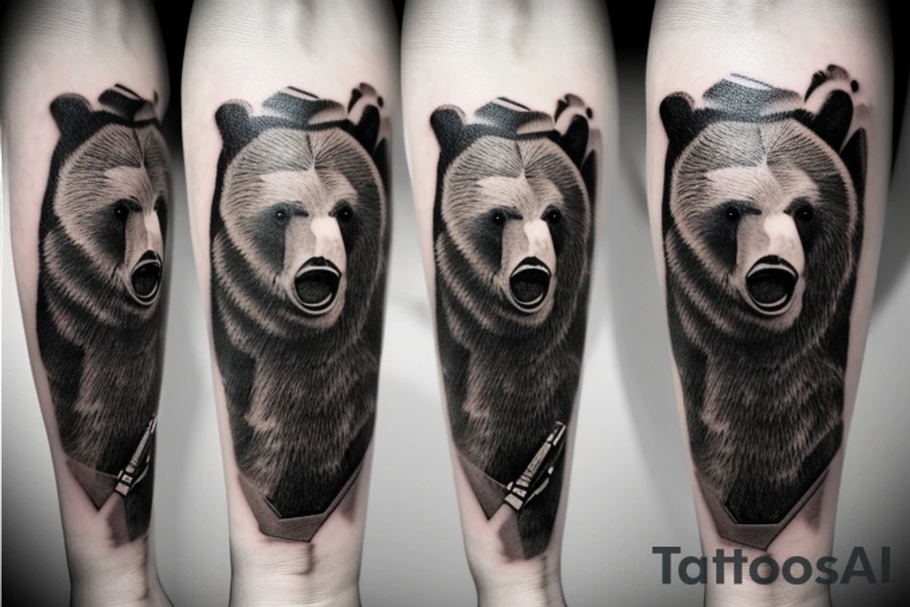 grizzly bear smoking a cigar tattoo idea