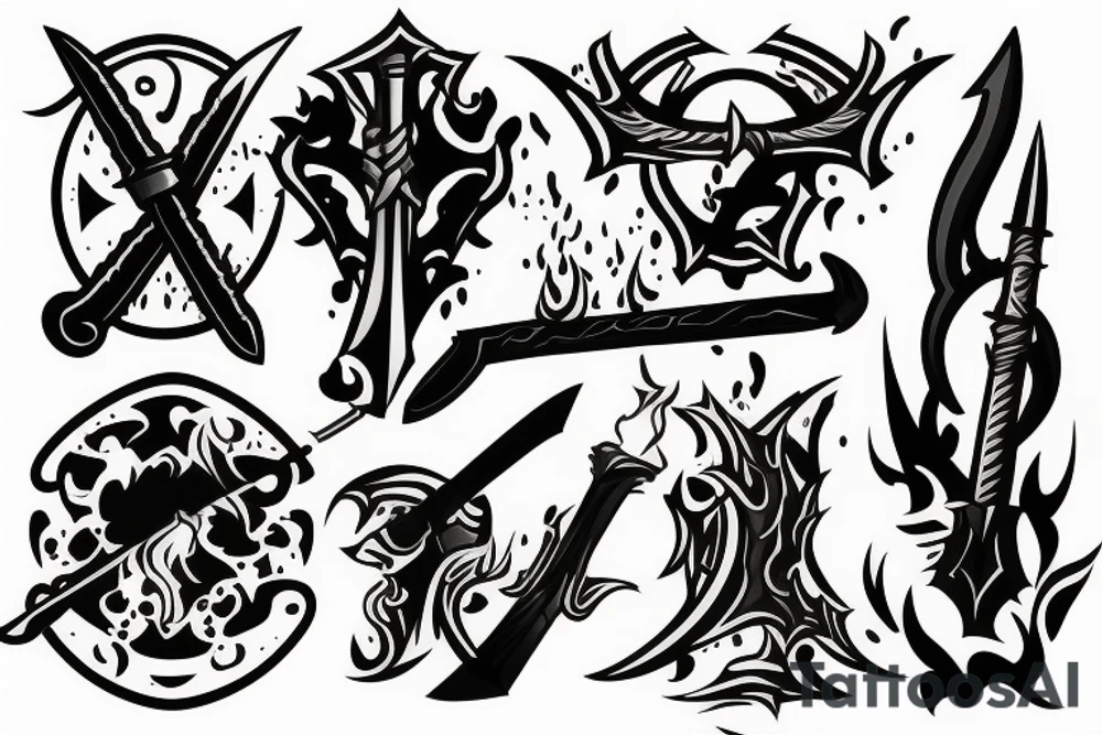 sword burning tattoo idea
