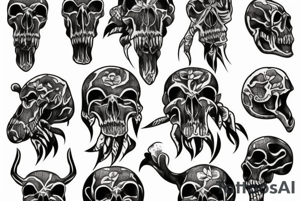 mammoth skull tattoo idea
