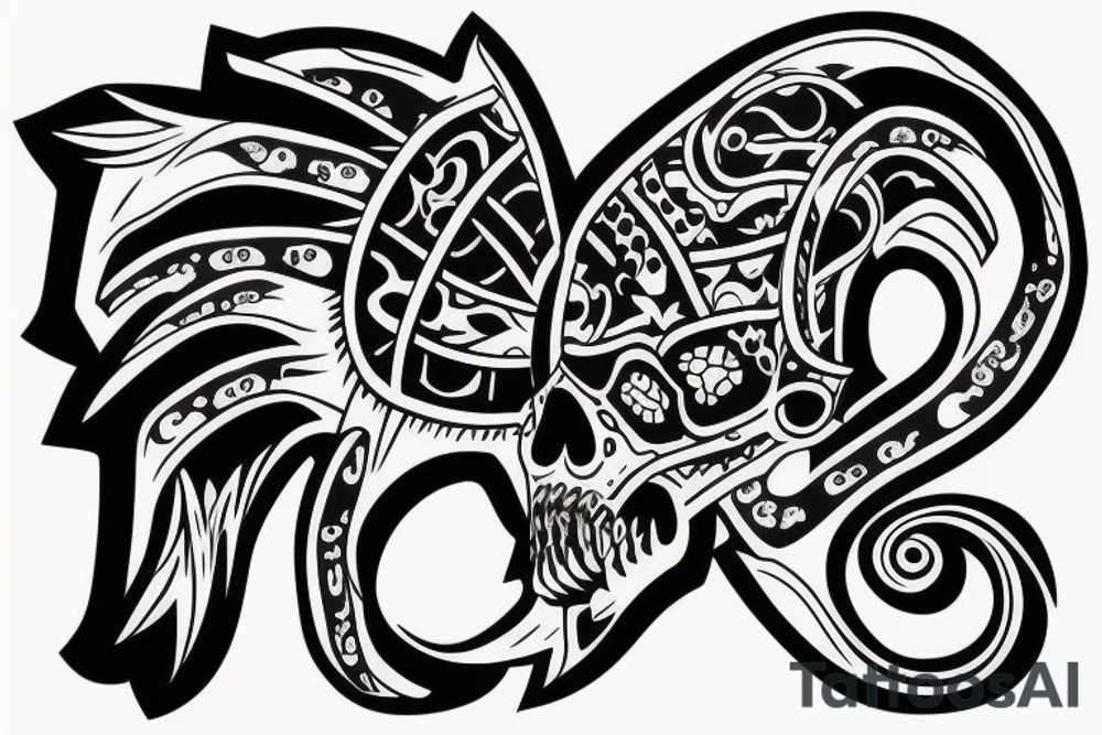 spartan skull with tusks tattoo idea