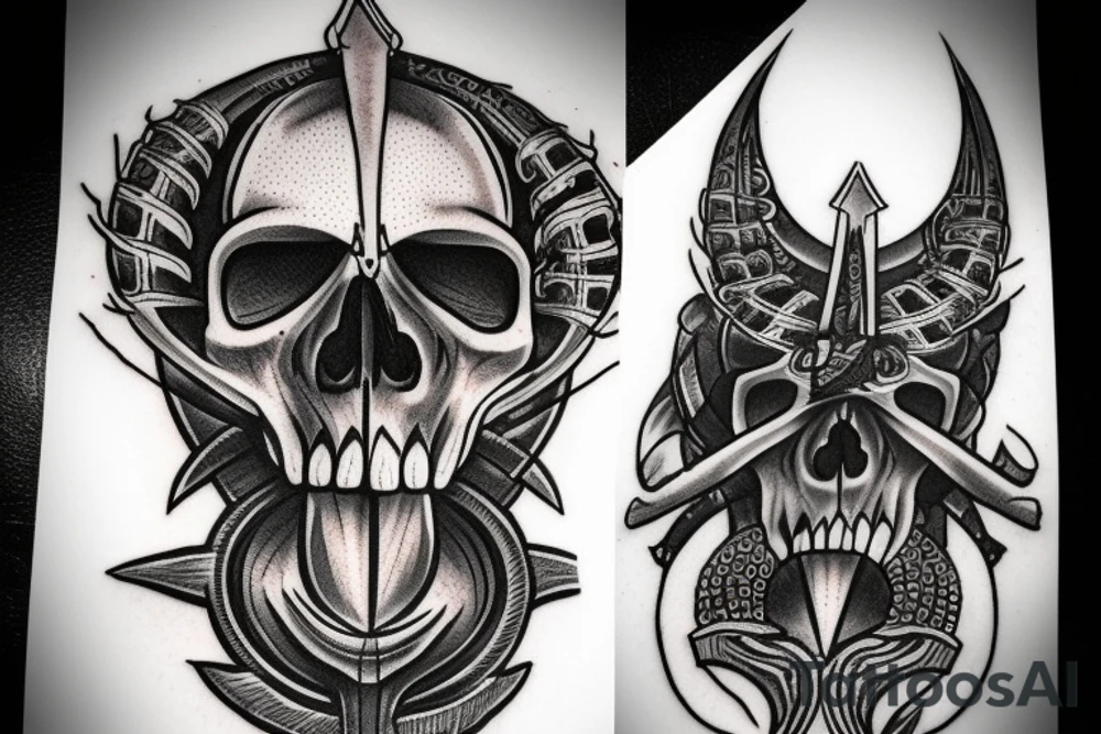 spartan skull with tusks tattoo idea