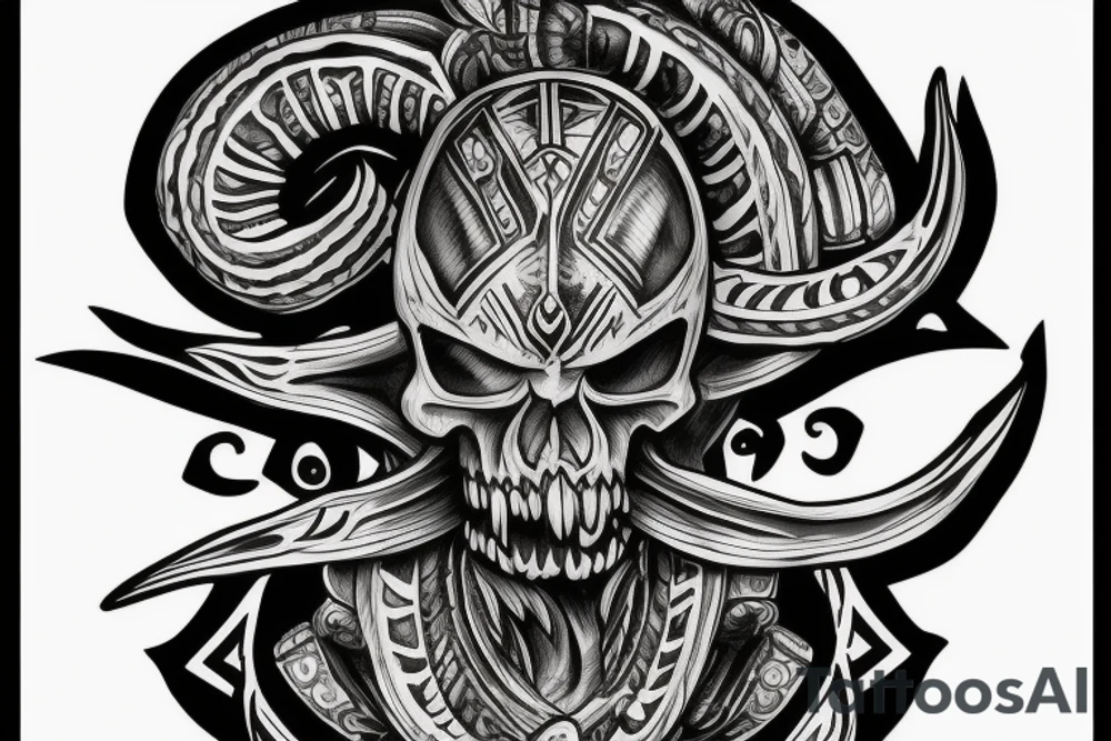 spartan skull with tusks tattoo idea