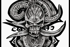 spartan skull with tusks tattoo idea