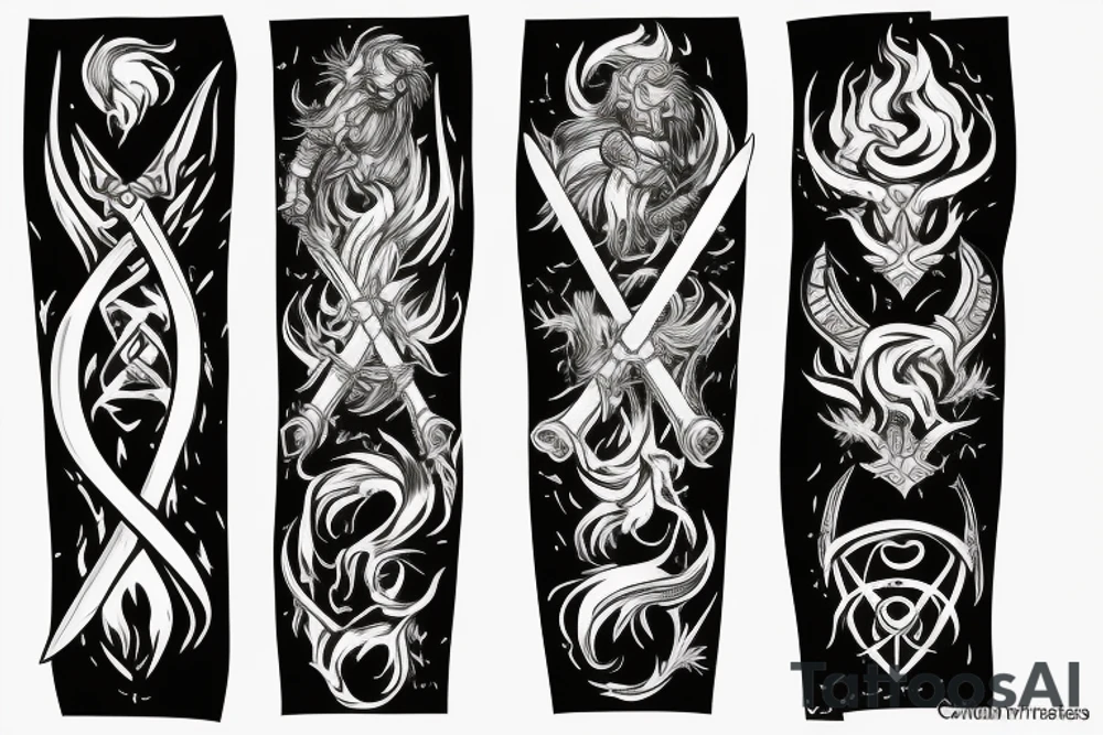 sword burning tattoo idea