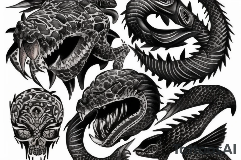 Black reptile tattoo idea