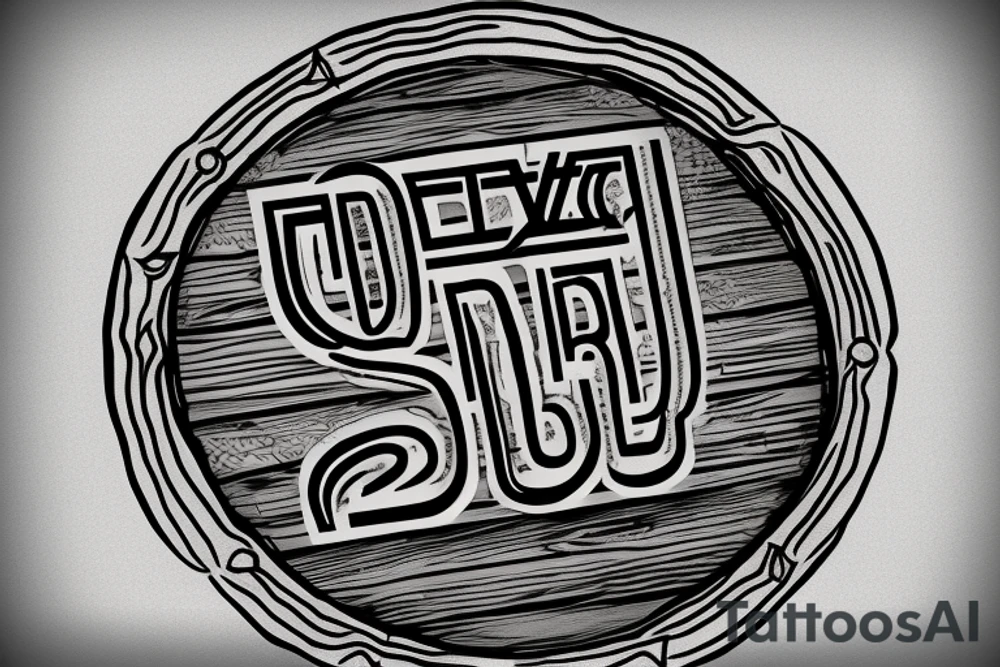Wooden barrel with the word Bødker written across the middle tattoo idea