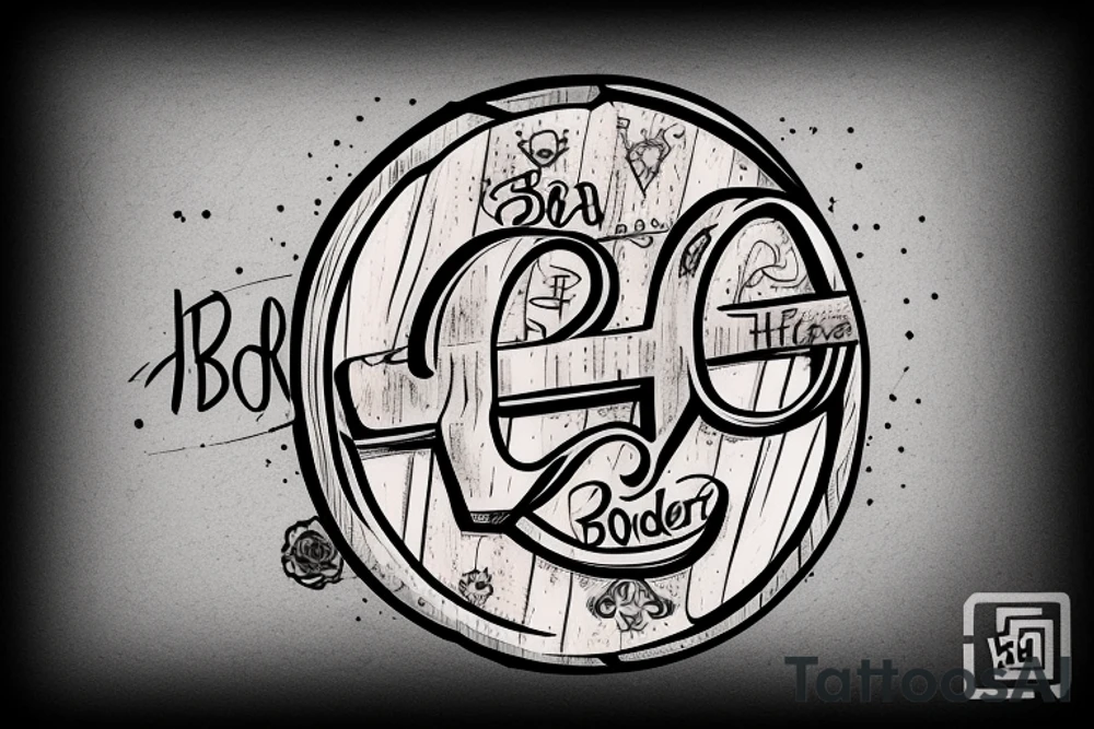Wooden barrel with the word Bødker written across the middle tattoo idea