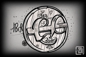 Wooden barrel with the word Bødker written across the middle tattoo idea
