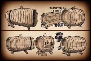 Wooden barrel standing up with the word Bodker written across the middle tattoo idea