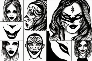 girl with half evil face tattoo idea
