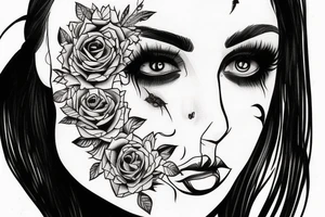 girl with half evil face tattoo idea