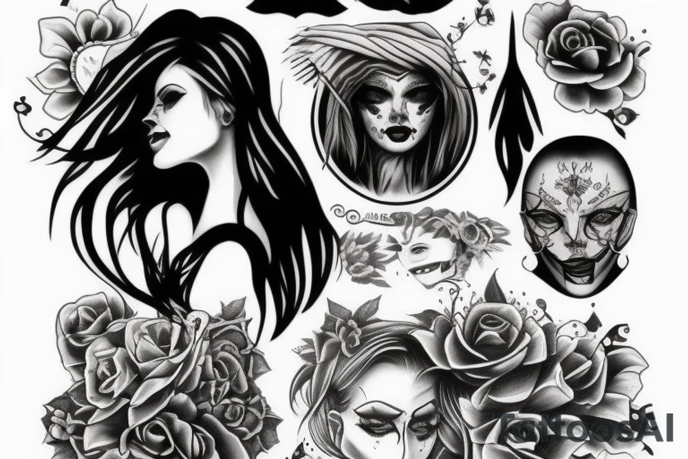 girl with evil spirit tattoo idea